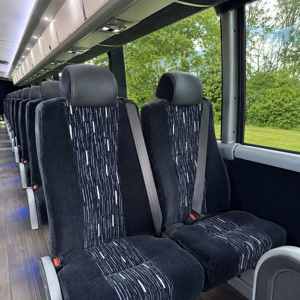 56 passenger charter bus inside